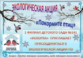  "Трудно птицам зимовать, надо птицам помогать!"